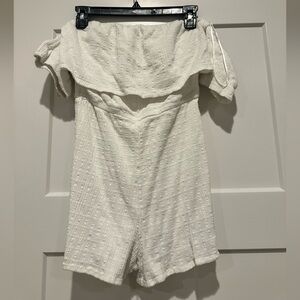 Roxy One piece white Romper/jumper Shorts with off shoulder shirt sleeves